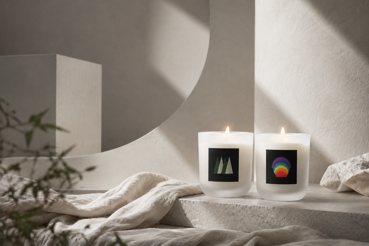 Ethereal Journeys candles among quiet pale sculptural forms