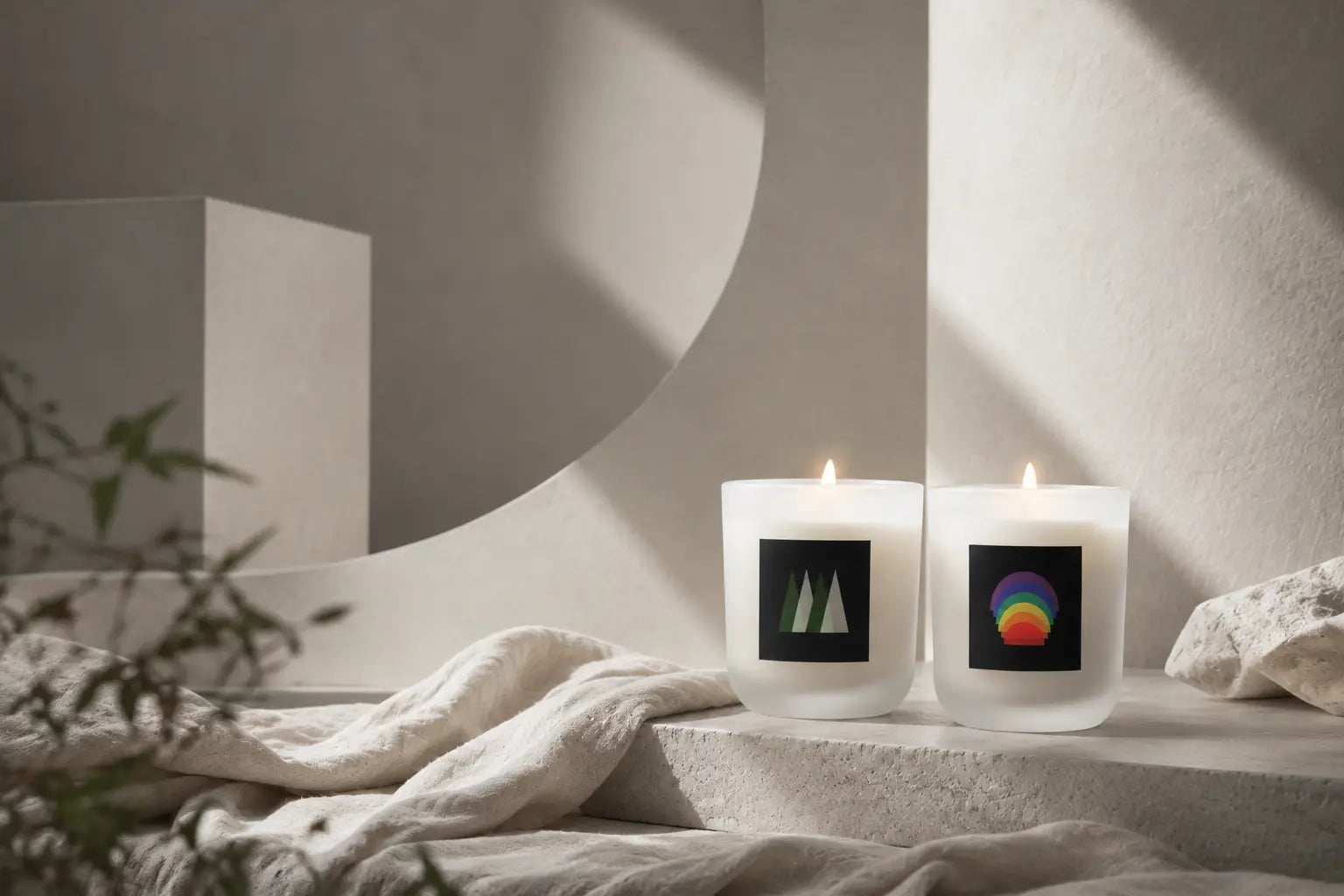 Ethereal Journeys candles among quiet pale sculptural forms